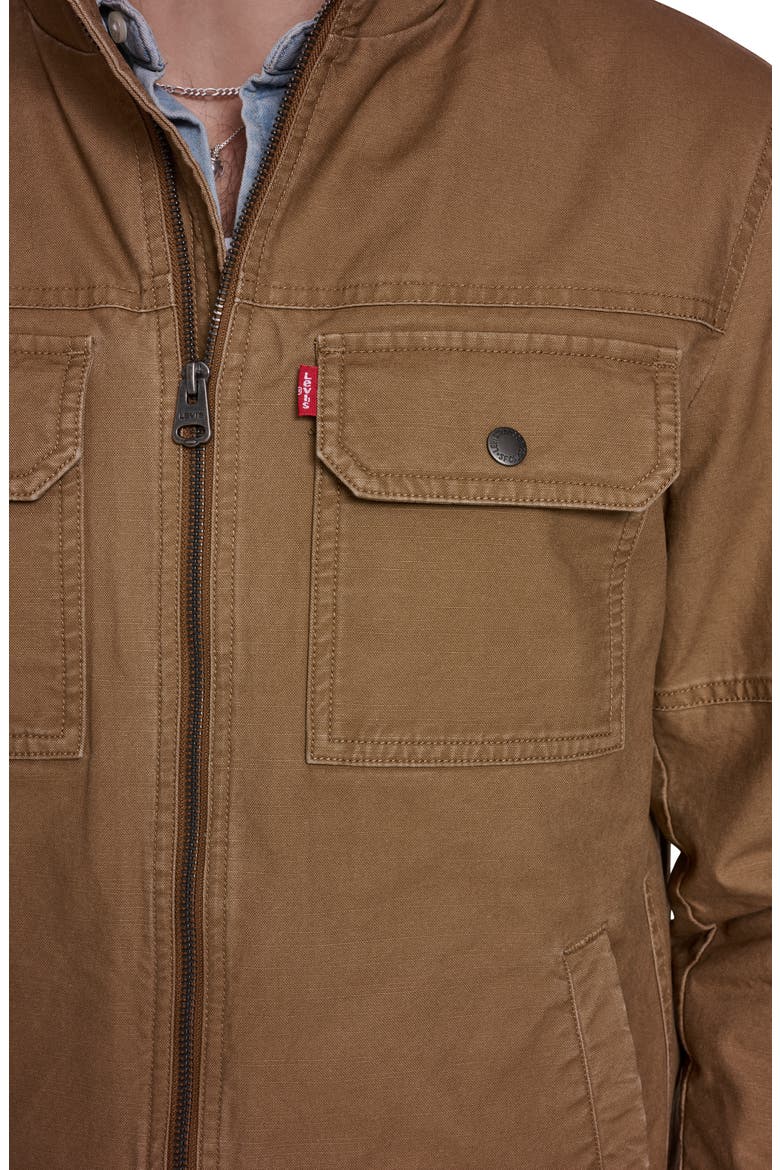 Slub Cotton Military Jacket, Alternate, color, BROWN