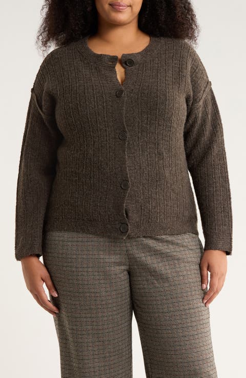 Waffle Button Front Cardigan