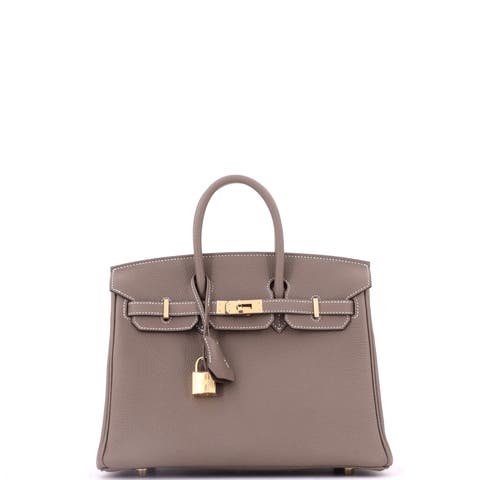 Birkin Handbag Grey Togo With Gold Hardware 25