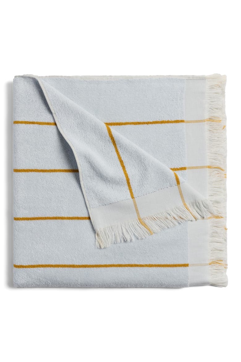 Bayside Stripe Beach Towel, Main, color, LAGOON WITH MARIGOLD