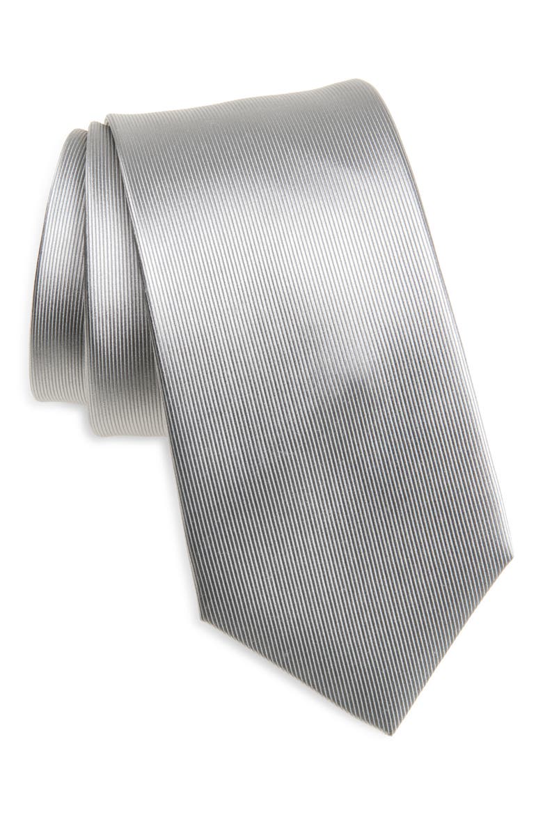Solid Silk Tie, Main, color, SILVER