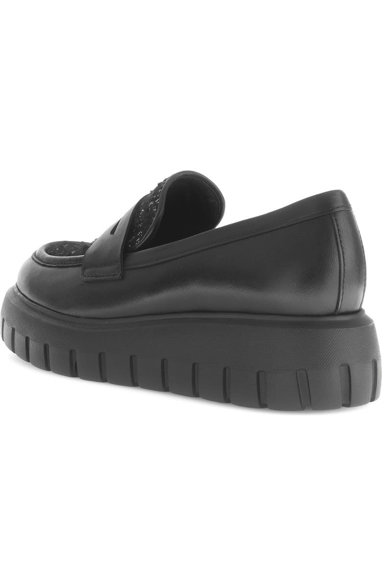 Gabor Mixed Media Leather Loafer, Alternate, color, Black