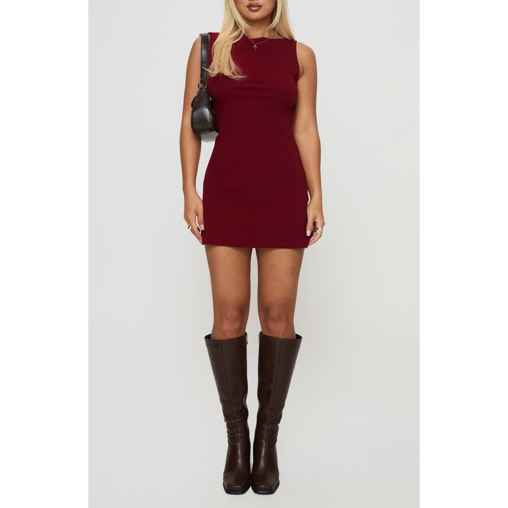 Princess Polly Zimmie Sleeveless Stretch Cotton Minidress In Burgundy