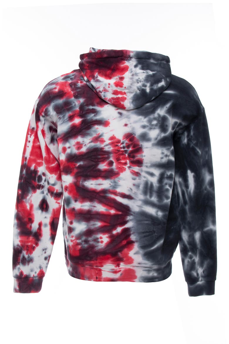 Half and Half Tie Dye Hoodie, Alternate, color, BLACK/RED