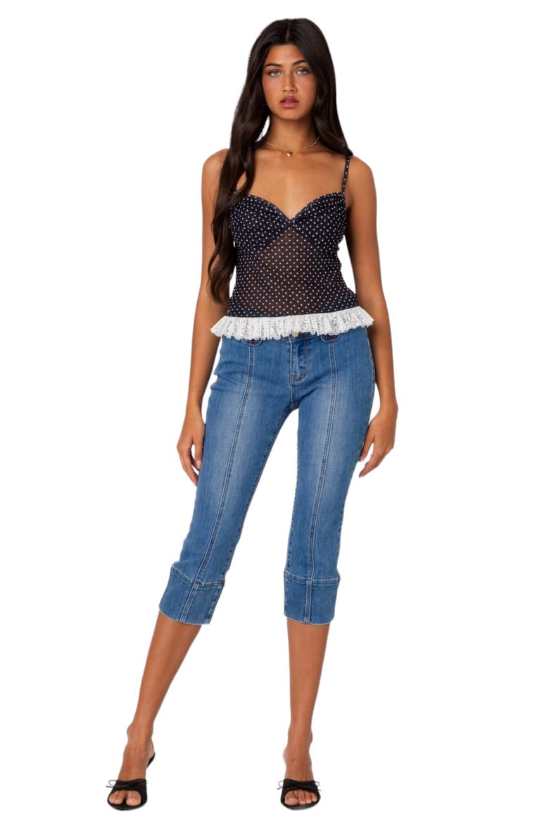 Polka Dot Mesh Camisole, Alternate, color, BLACK