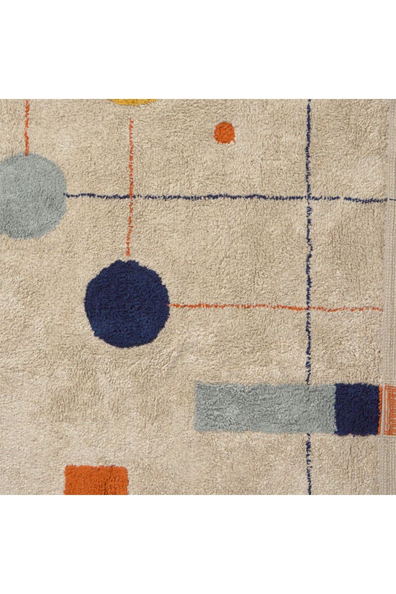 Washable Rug Geometrical Shapes, Alternate, color, Blue , Orange,  Honey, Beige