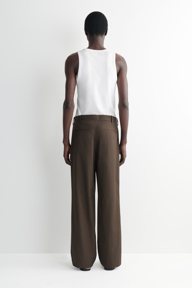 Cotton Relaxed-Fit Wide-Leg Pants, Alternate, color, DARK BROWN