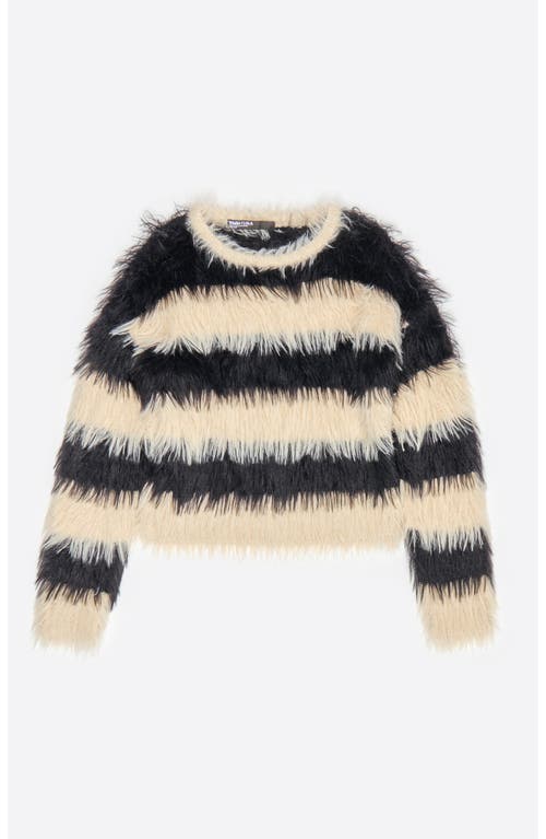 Bimba Y Lola Striped Fur Sweater In Animal Print