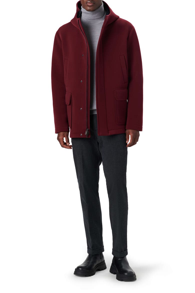Full Zip Hooded Water Repellent Bomber Jacket, Alternate, color, CABERNET