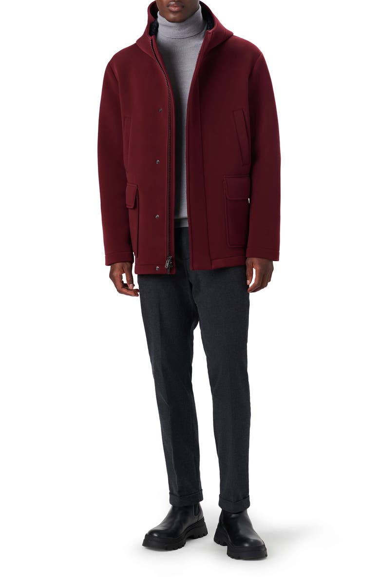 Bugatchi Full Zip Hooded Water Repellent Bomber Jacket, Alternate, color, 