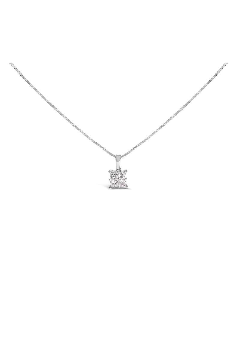 Haus of Brilliance Sterling Silver 1/2 Cttw Princess-Cut Diamond 4 Stone Pendant Necklace, Alternate, color, Silver