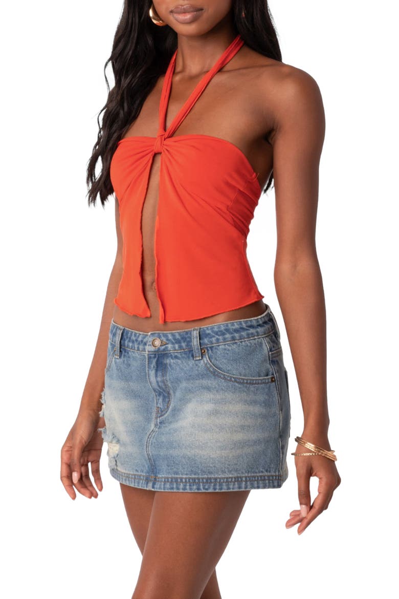 Julia Split Front Halter Top, Alternate, color, ORANGE