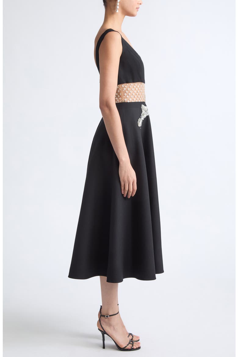 Crystal Embellished Cocktail Dress, Alternate, color, BLACK/ SILVER