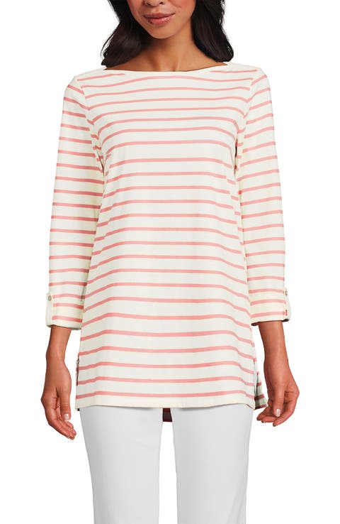 Lands' End Supima Cotton Adjustable 3/4 Sleeve Boatneck Tunic