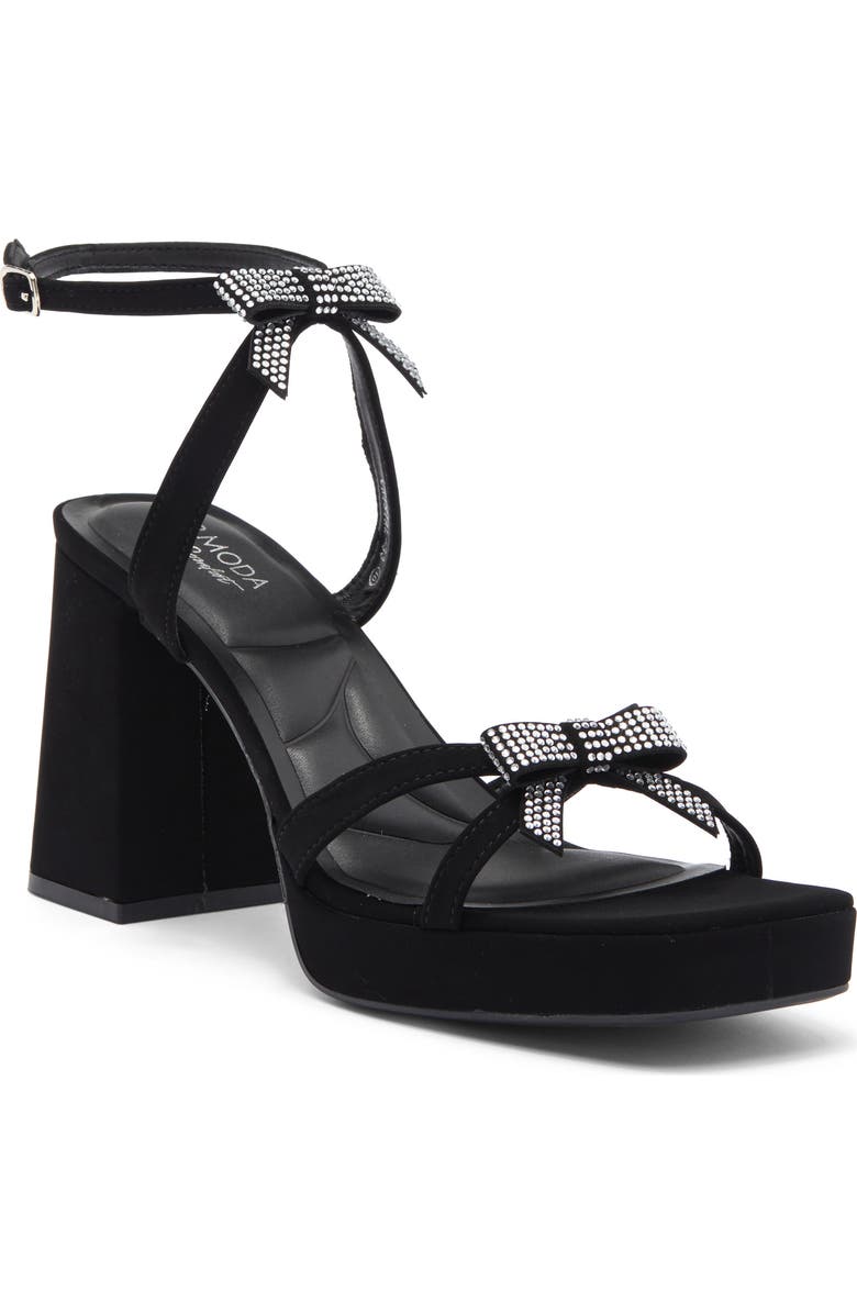 TOP GUY SHOES Crystal Bow Block Heel Sandal, Main, color,