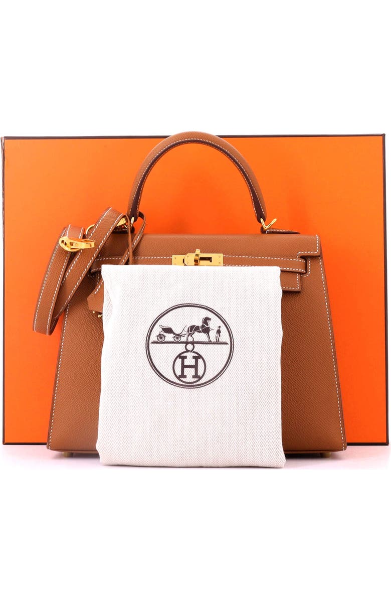 Pre-Owned Hermes Kelly Handbag Brown Epsom with Gold Hardware 25, Alternate, color, Gold