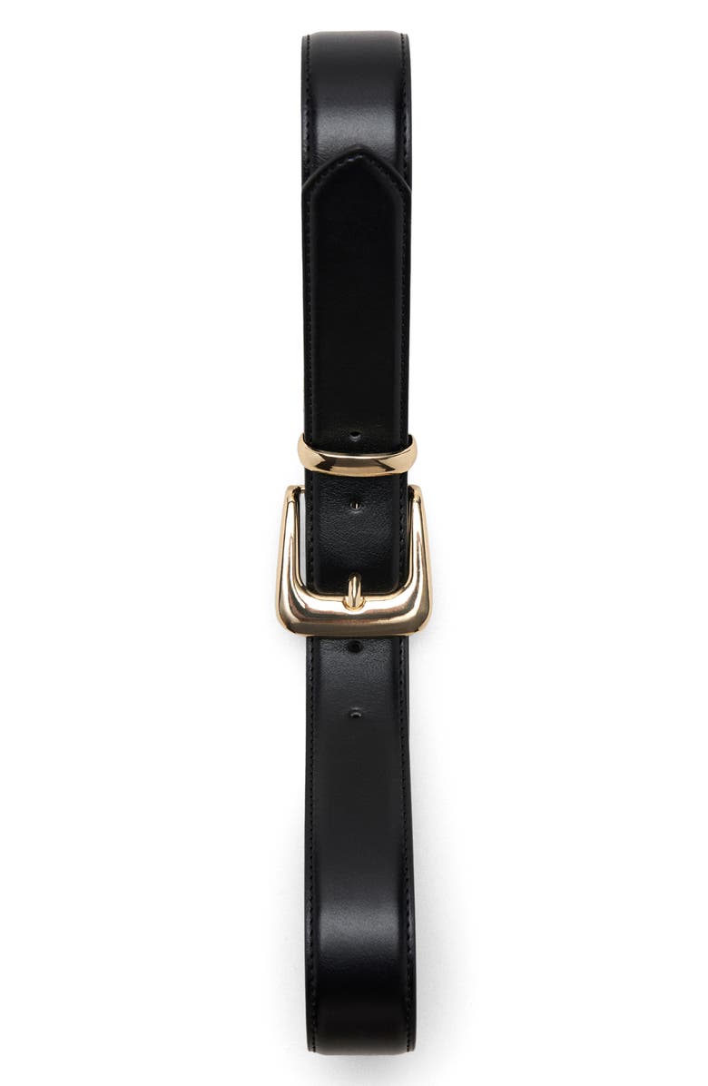 MANGO Faux Leather Belt, Alternate, color, Black