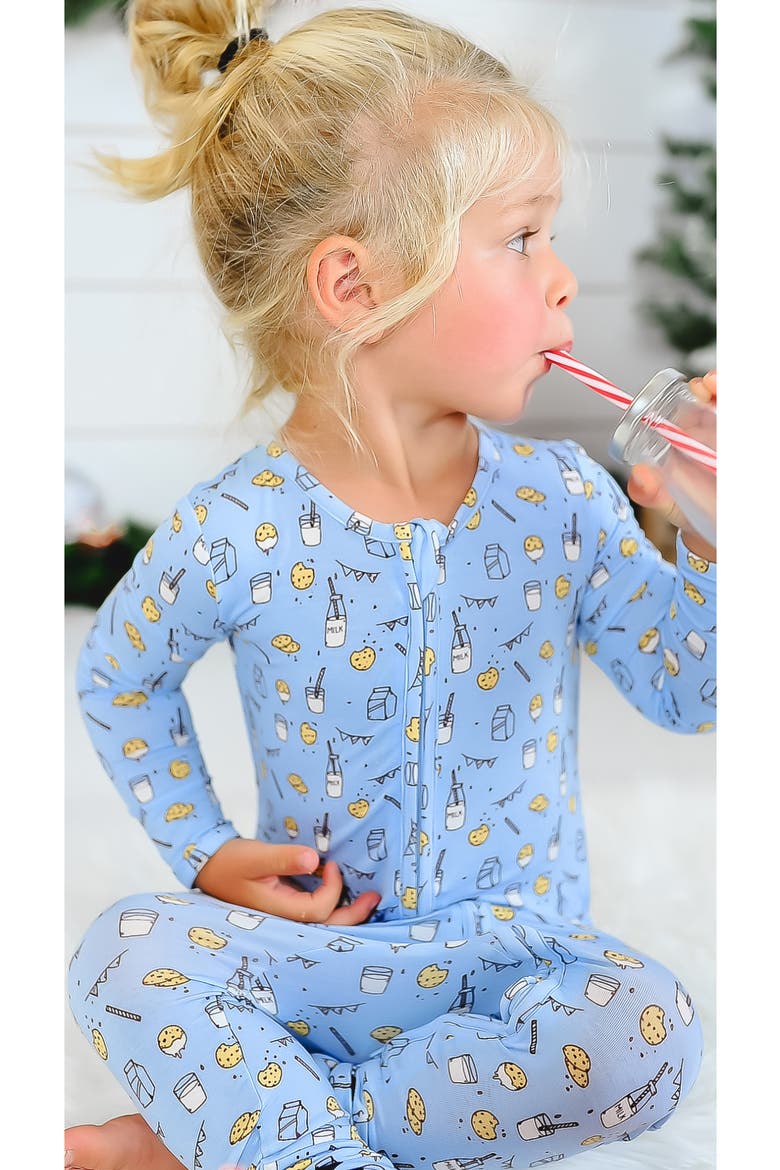 Baby Milk and Cookies Blue Convertible Footie, Alternate, color, MILK AND COOKIES BLUE