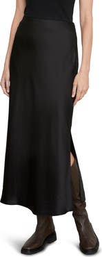 Vince Side Slit Matte Satin Slip Skirt