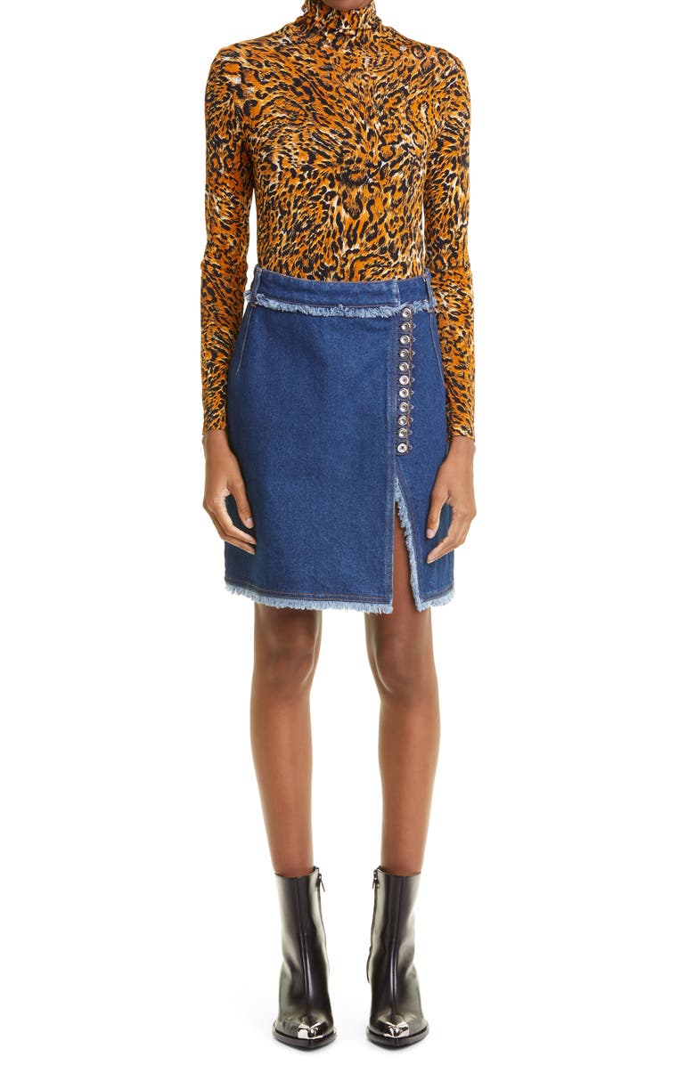 Rabanne Leopard Print Mock Neck Top, Alternate, color,