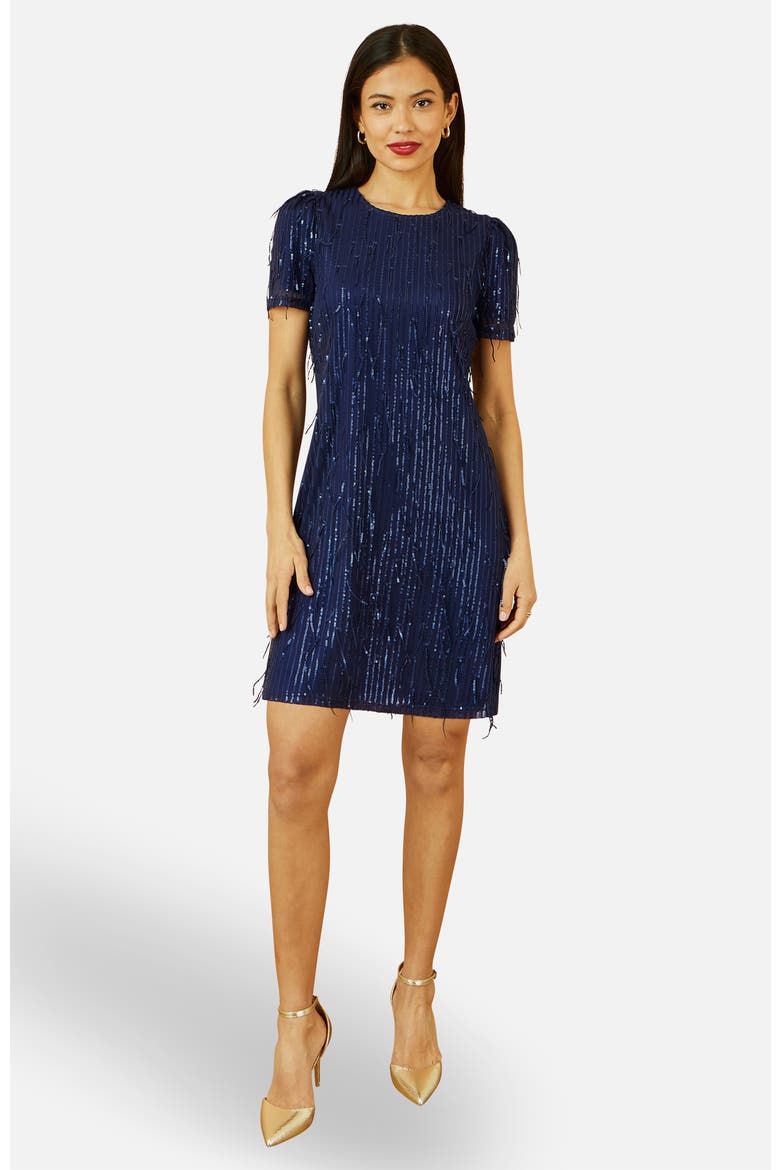 Dripping Sequin Tunic Dress, Main, color, Navy