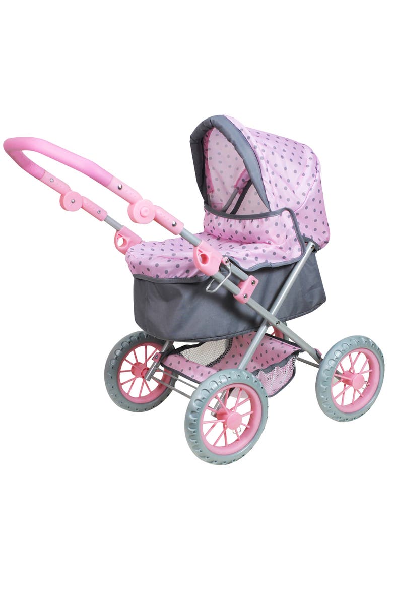 Combo Baby Doll Play Set, Pink & Grey Polka Dot, Bed, Pram, Fits Up to 18 Inches, Alternate, color, Pink