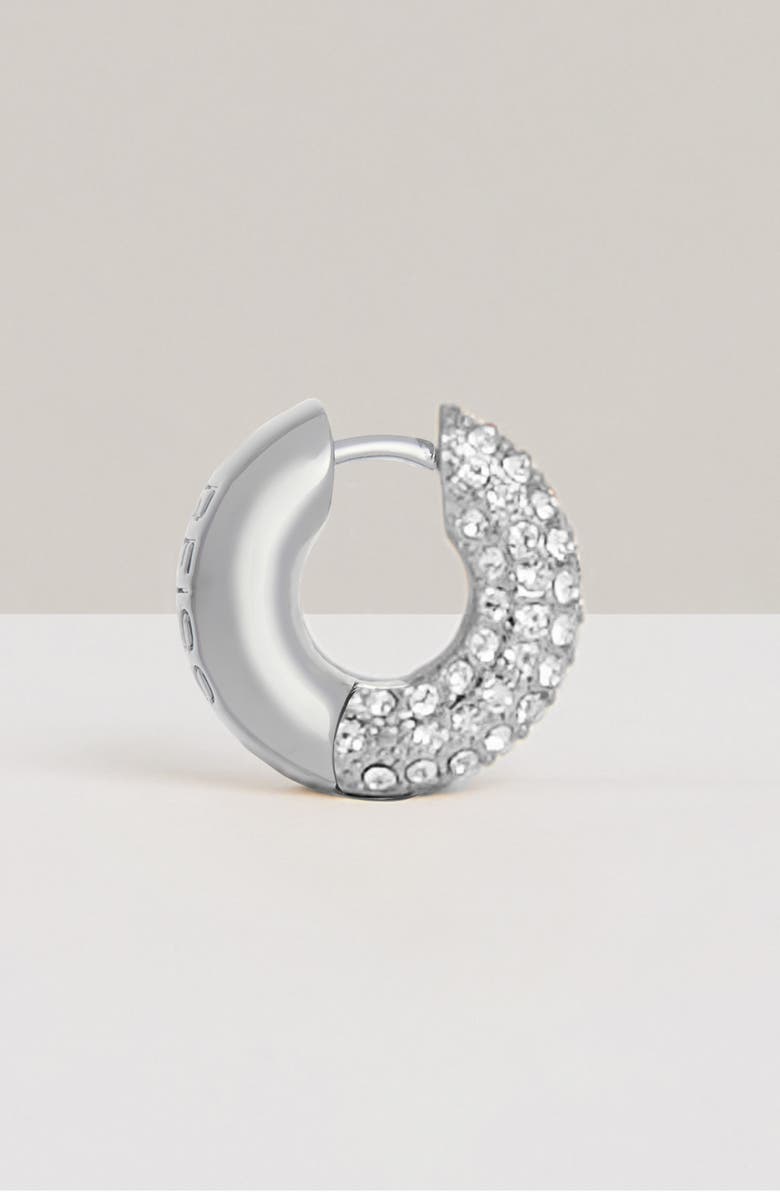 Reiss Amelia Pavé Huggie Hoop Earrings, Alternate, color, Silver Tone/ Clear Crystal