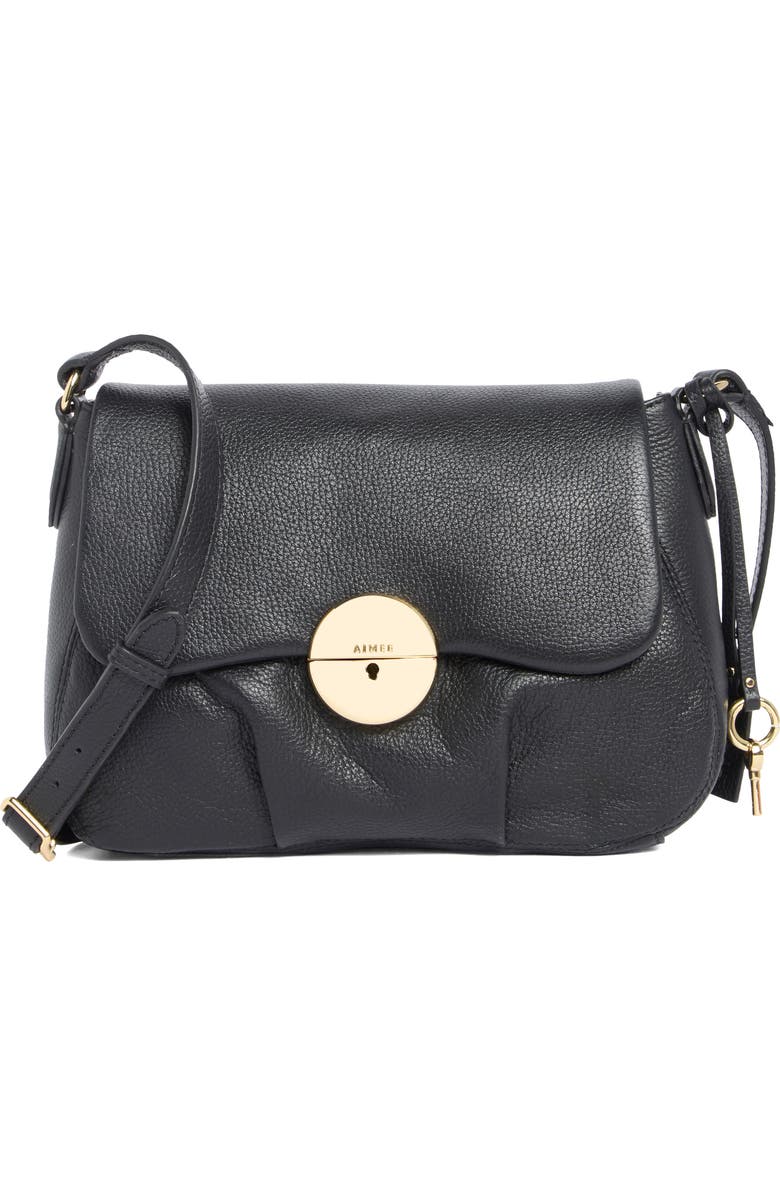 AIMEE Cannes Flap Crossbody Bag, Main, color, Black
