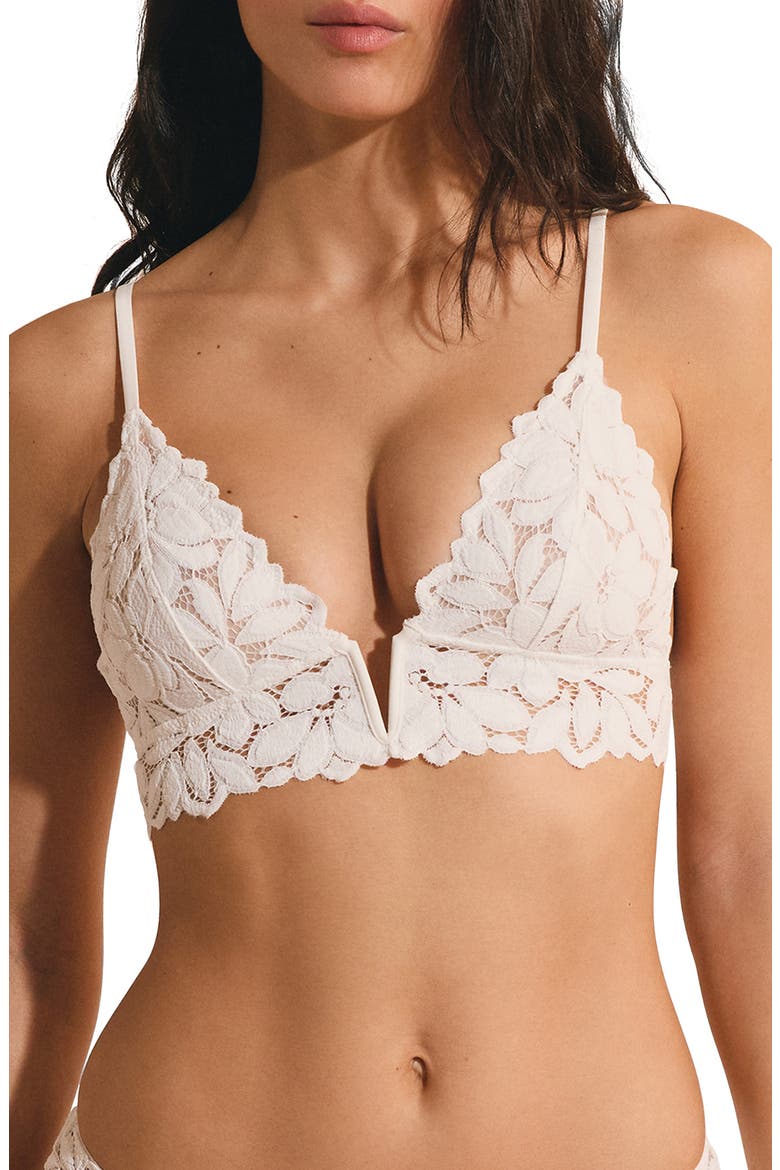 Celeste Triangle Bralette, Main, color, WHITE