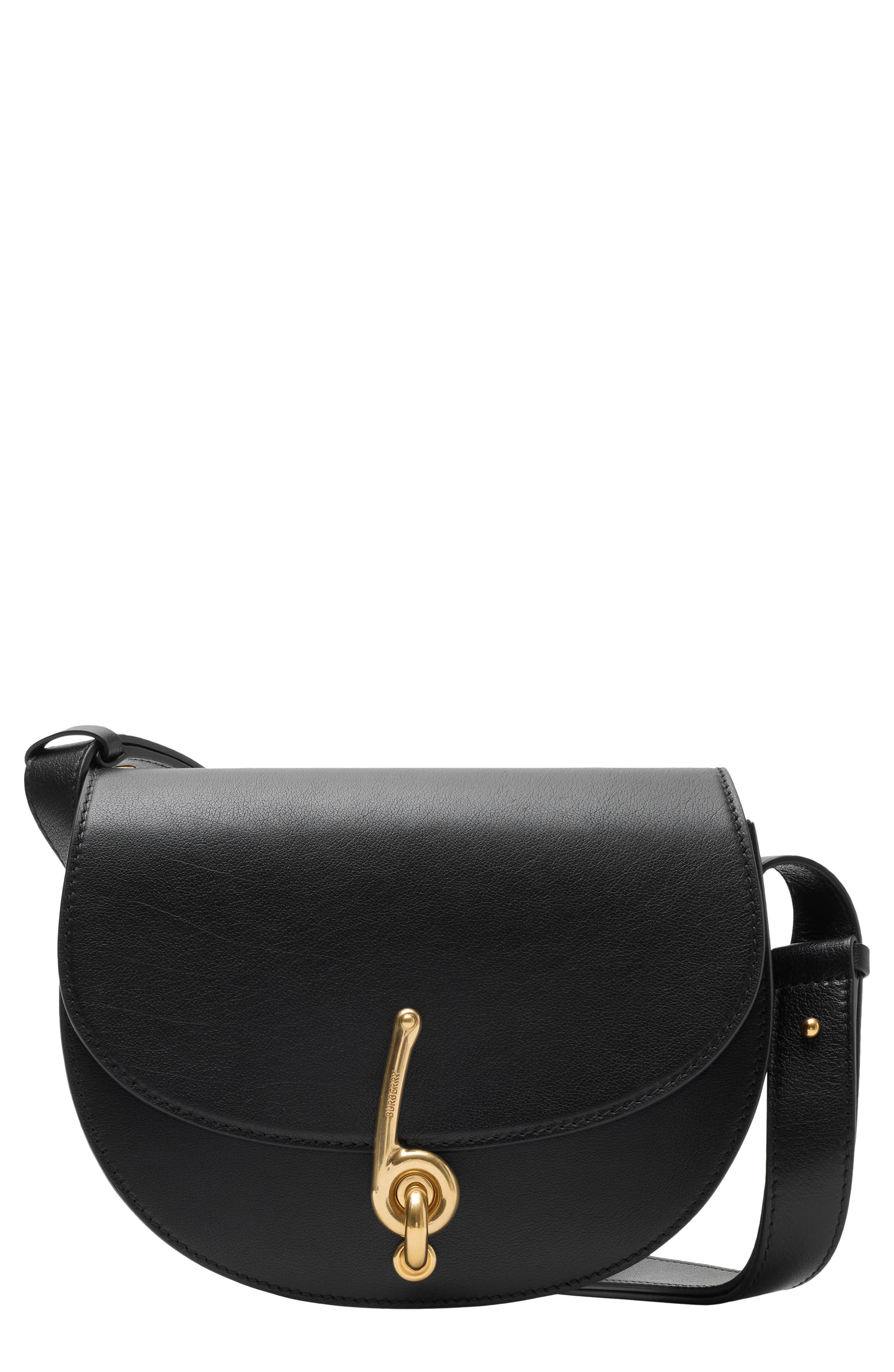 Burberry Small Bridle Logo Leather Crossbody Bag, Main, color, Black