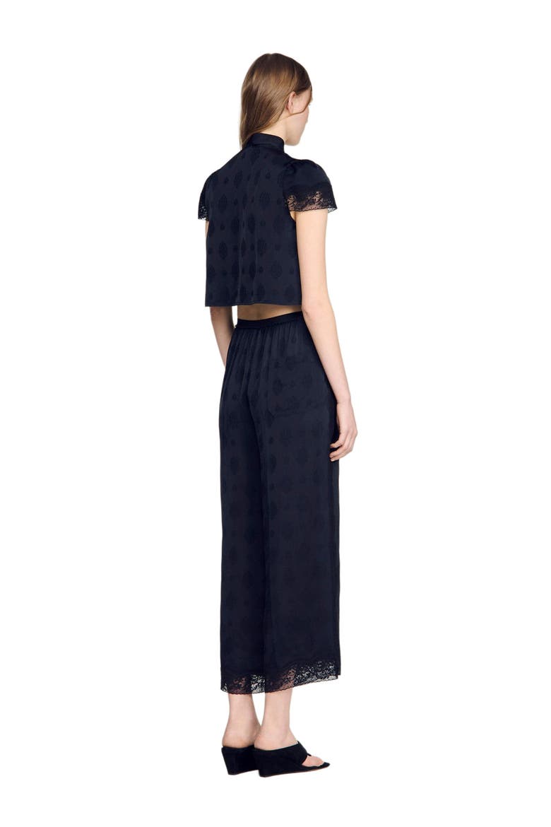 Paisley jacquard crop top, Alternate, color, Black