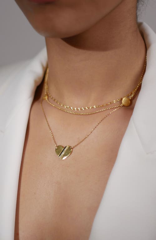 Gwen Beloti Heart Stripe Pendant Necklace In Gold