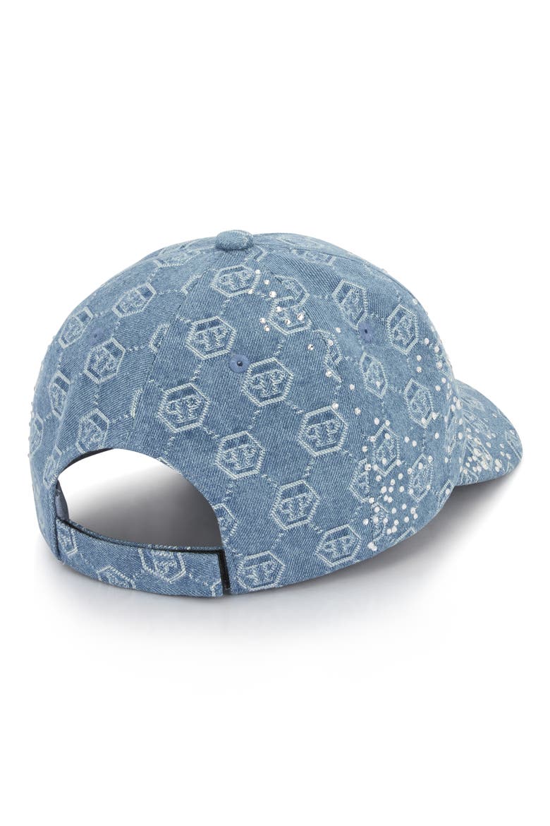 Denim Baseball Cap Monogram Strass Unisex, Alternate, color, lightblue