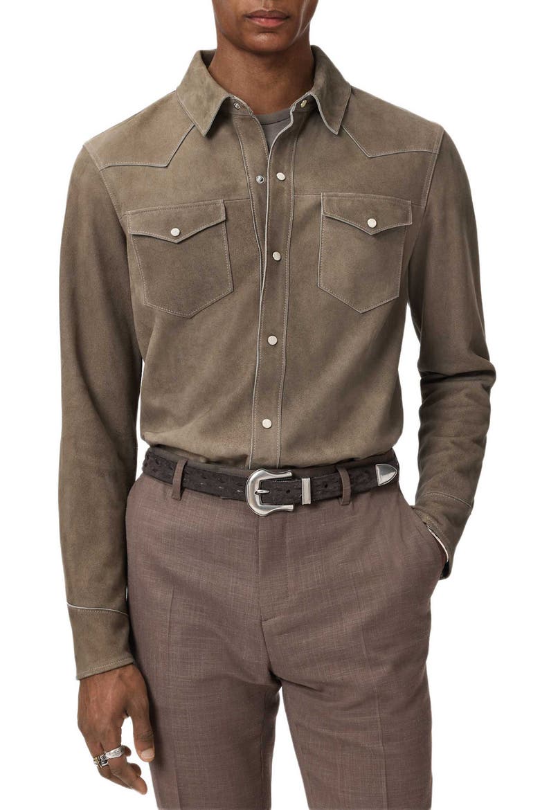 Sage Suede Shirt Jacket, Main, color, HAZE GREY