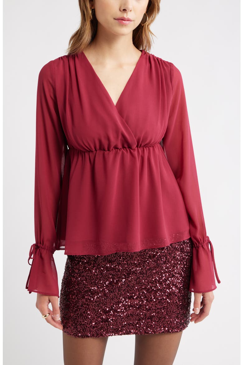 Babydoll Chiffon Top, Main, color, BURGUNDY BEET