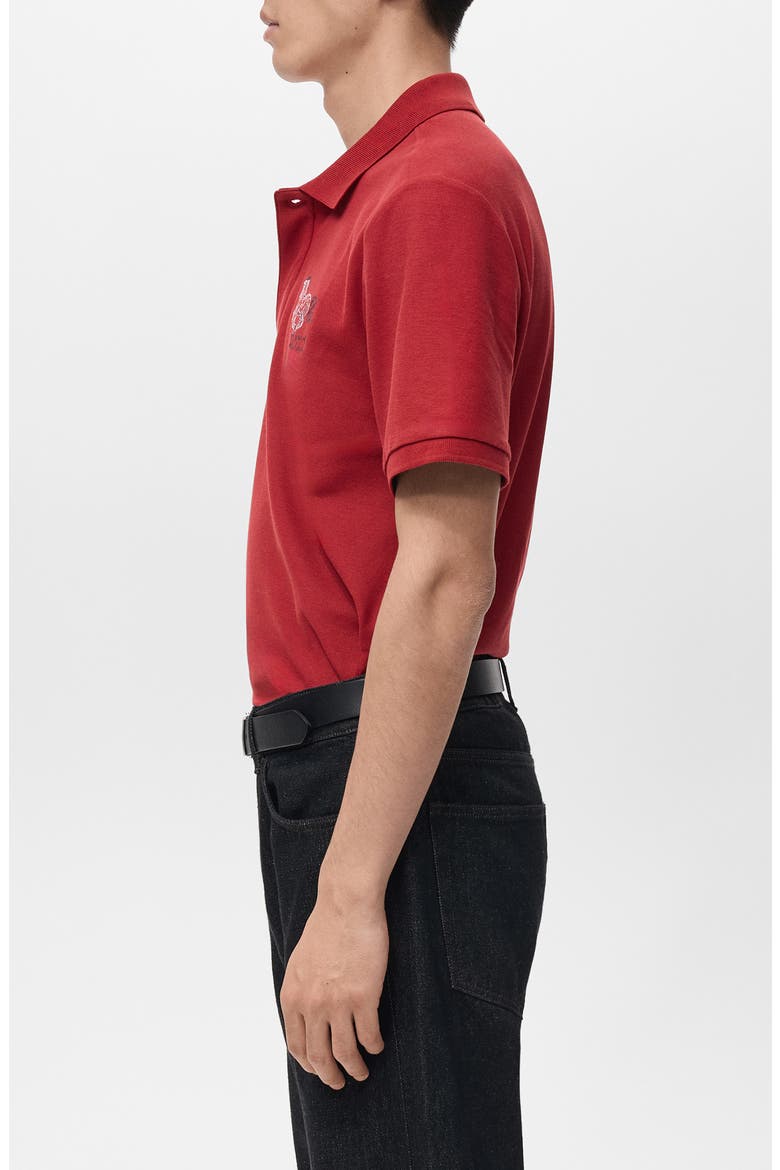 Embroidered Cotton Piqué Polo, Alternate, color, RED