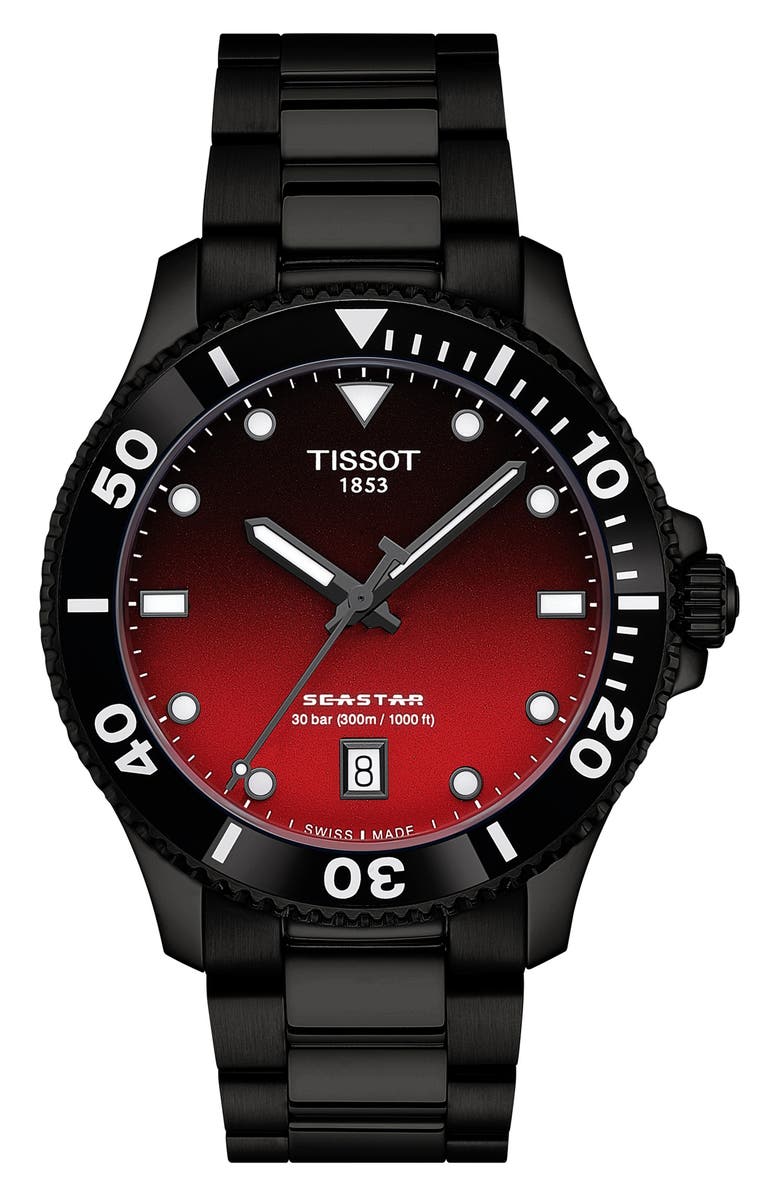 Tissot Seastar 1000 Bracelet Watch, 40mm, Main, color, Red Gradient