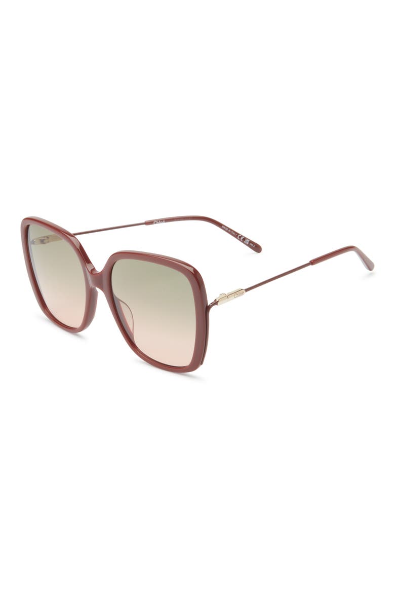 57mm Square Sunglasses, Alternate, color, BROWN BROWN GREEN