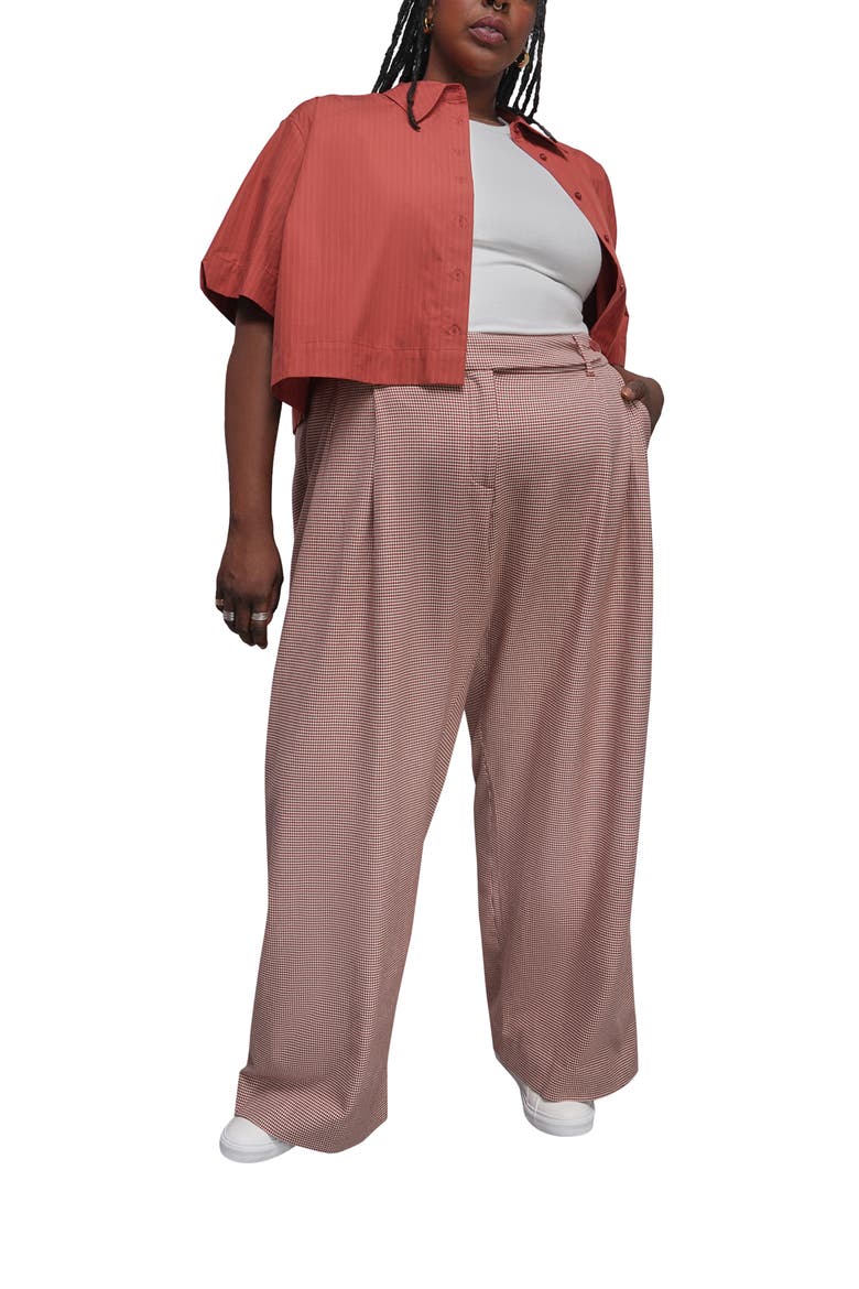 The Empower Houndstooth Wide Leg Trouser, Alternate, color, CINNAMON/OAT