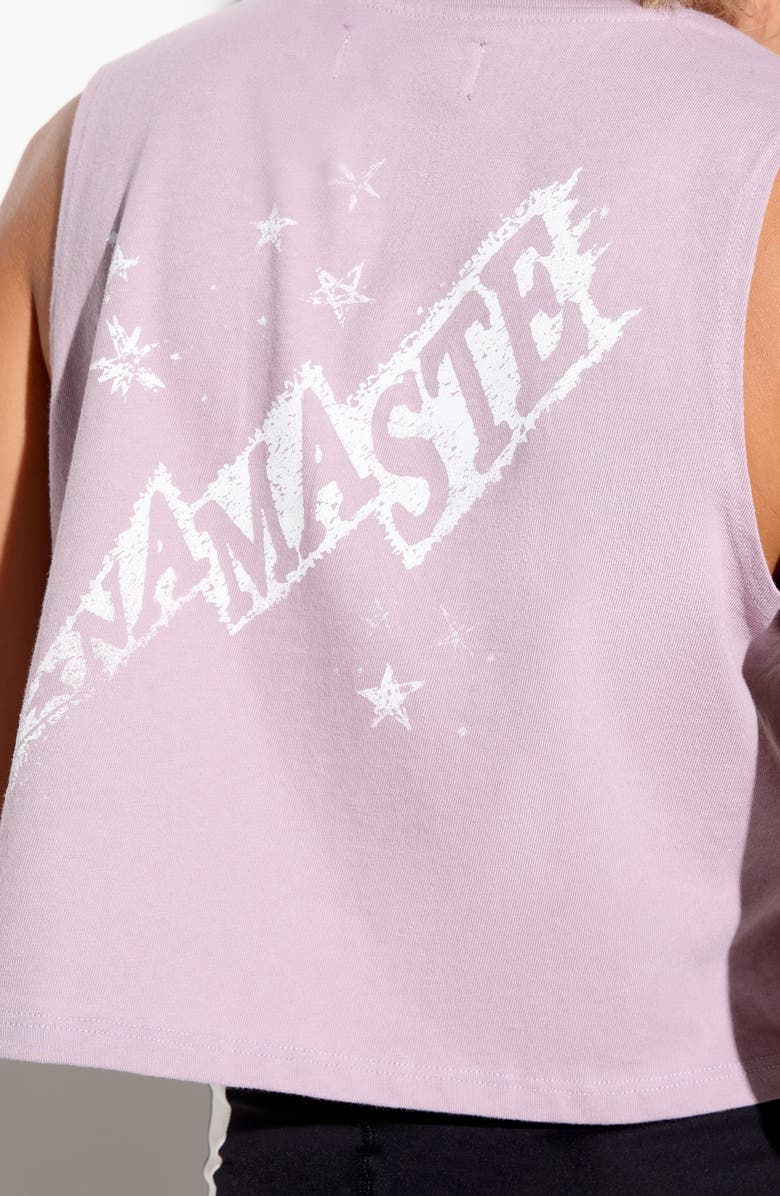 Spiritual Gangster Namaste Bolt Crop Cotton Graphic Tank, Alternate, color, Orchid Moon