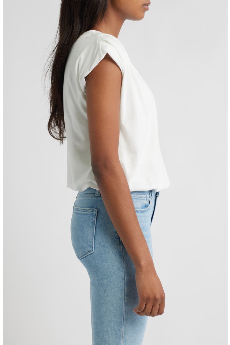 Pleated Cap Sleeve T-Shirt, Alternate, color, OFF WHITE