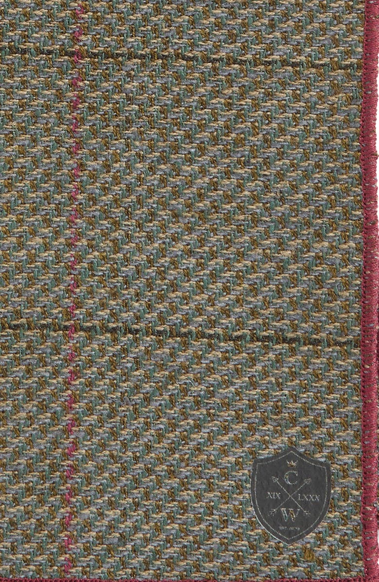 CLIFTON WILSON Plaid Wool Pocket Square, Alternate, color, Olive