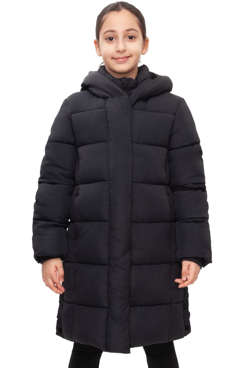 Kids' Knee Length Puffer Coat, Main, color, Black