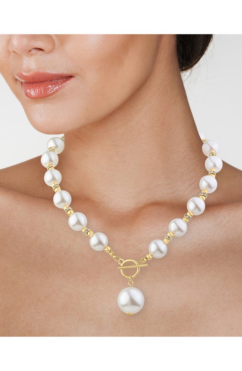 JARDIN Bubble Faux Pearl & Crystal Toggle Necklace, Alternate, color, White/ Gold