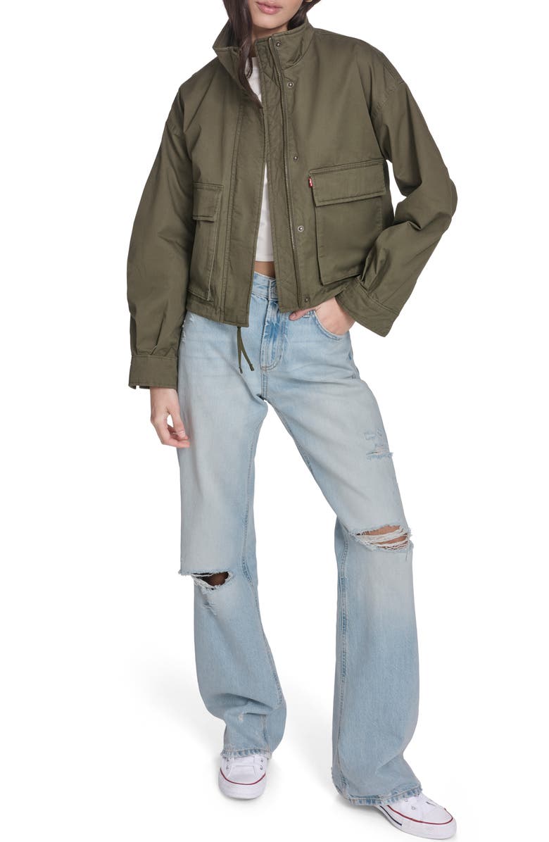 Levi's Crop Surplus Jacket, Alternate, color, Olive Night