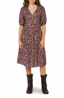 VELVET HEART Floral V-Neck Midi Tiered Dress