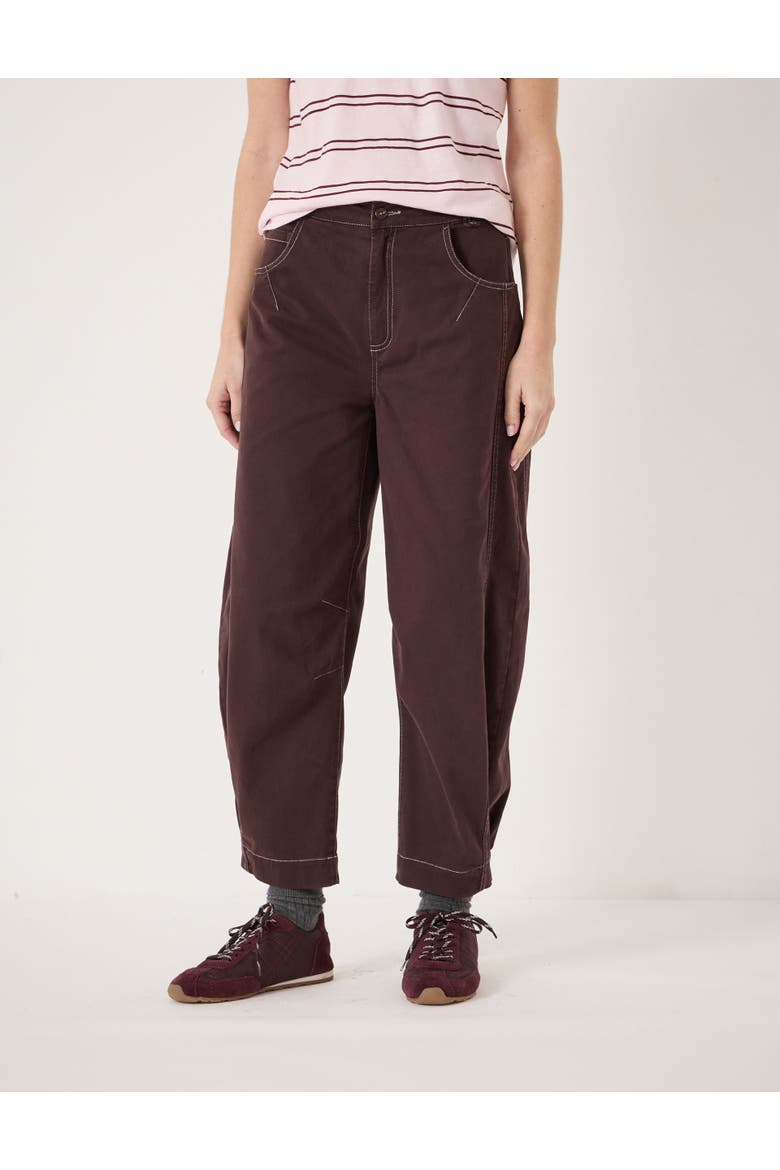 Bryce Seam Detail Barrel Leg Trousers, Main, color, Dark Merlot Red