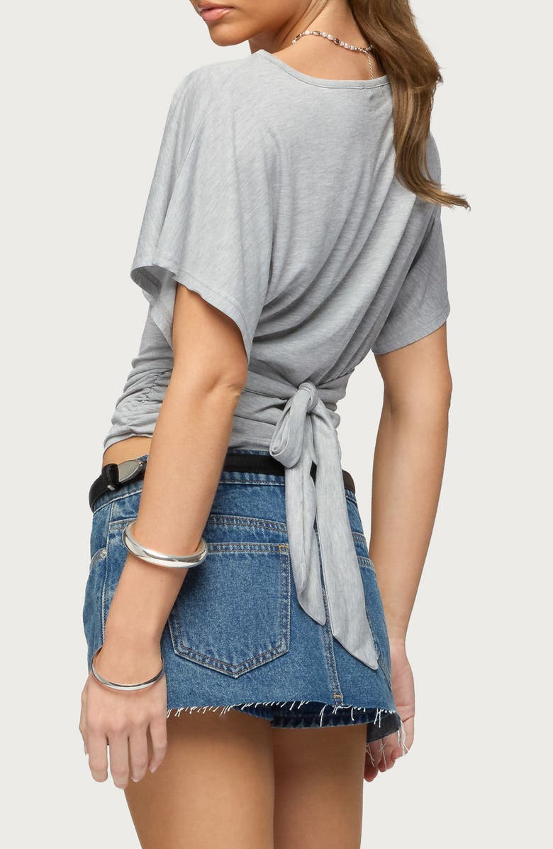 EDIKTED Abriana Ruched Waist Top, Alternate, color, Gray-Melange