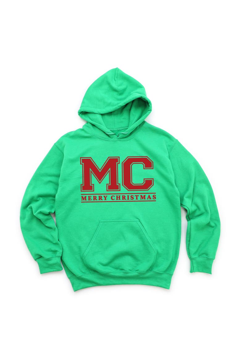 Merry Christmas Initials Hoodie, Alternate, color, Grass