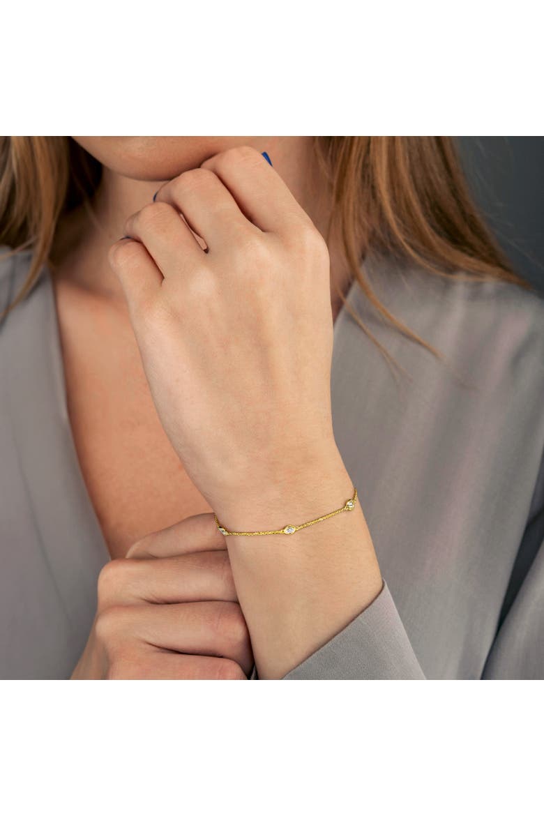 Lab-Grown Diamond Station Bracelet 14k, Alternate, color, Yellow Gold